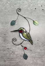 Stained Glass Hummingbird w/wire Suncatcher