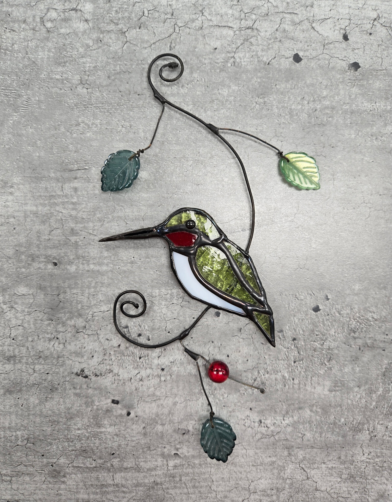Stained Glass Hummingbird w/wire Suncatcher