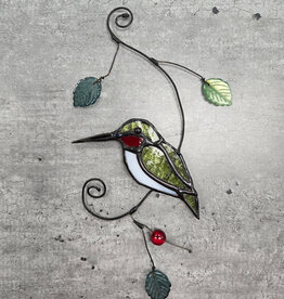 Stained Glass Hummingbird w/wire Suncatcher