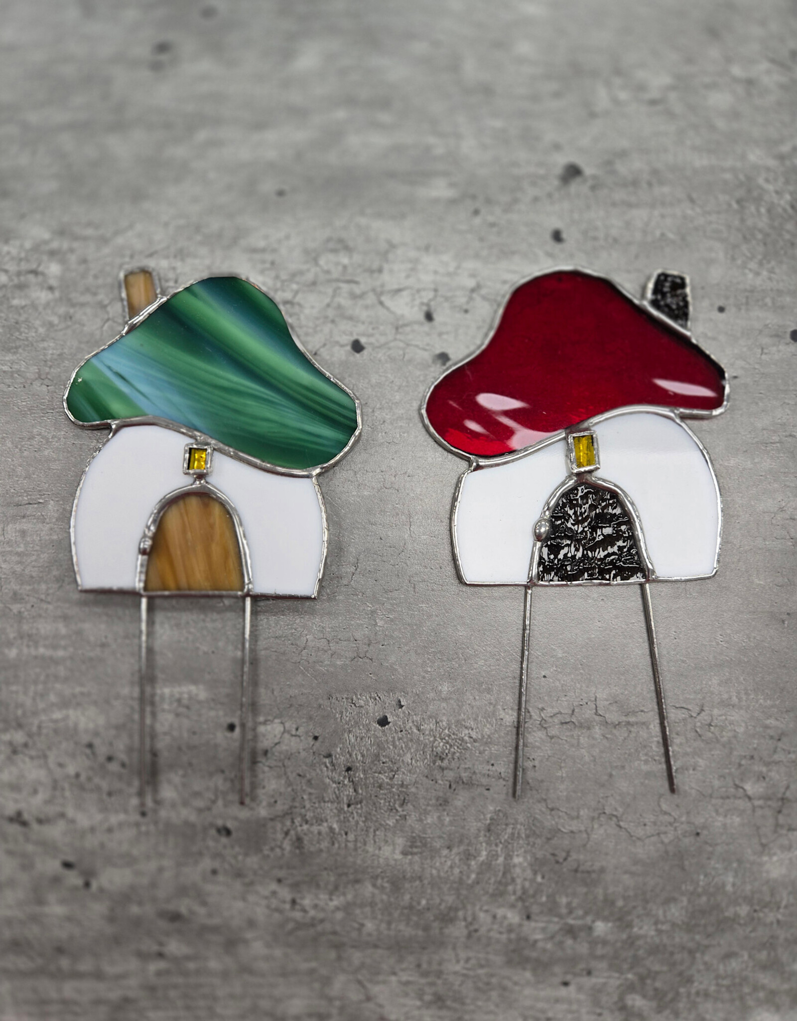 Stained Glass Gnome House - plant stake