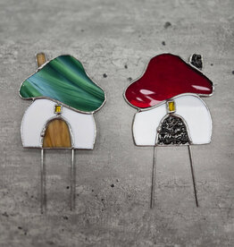 Stained Glass Gnome House - plant stake