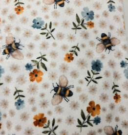 Minky Blanket - White w/Bees