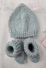 Knitted Bootie & Hat Set - Light Teal