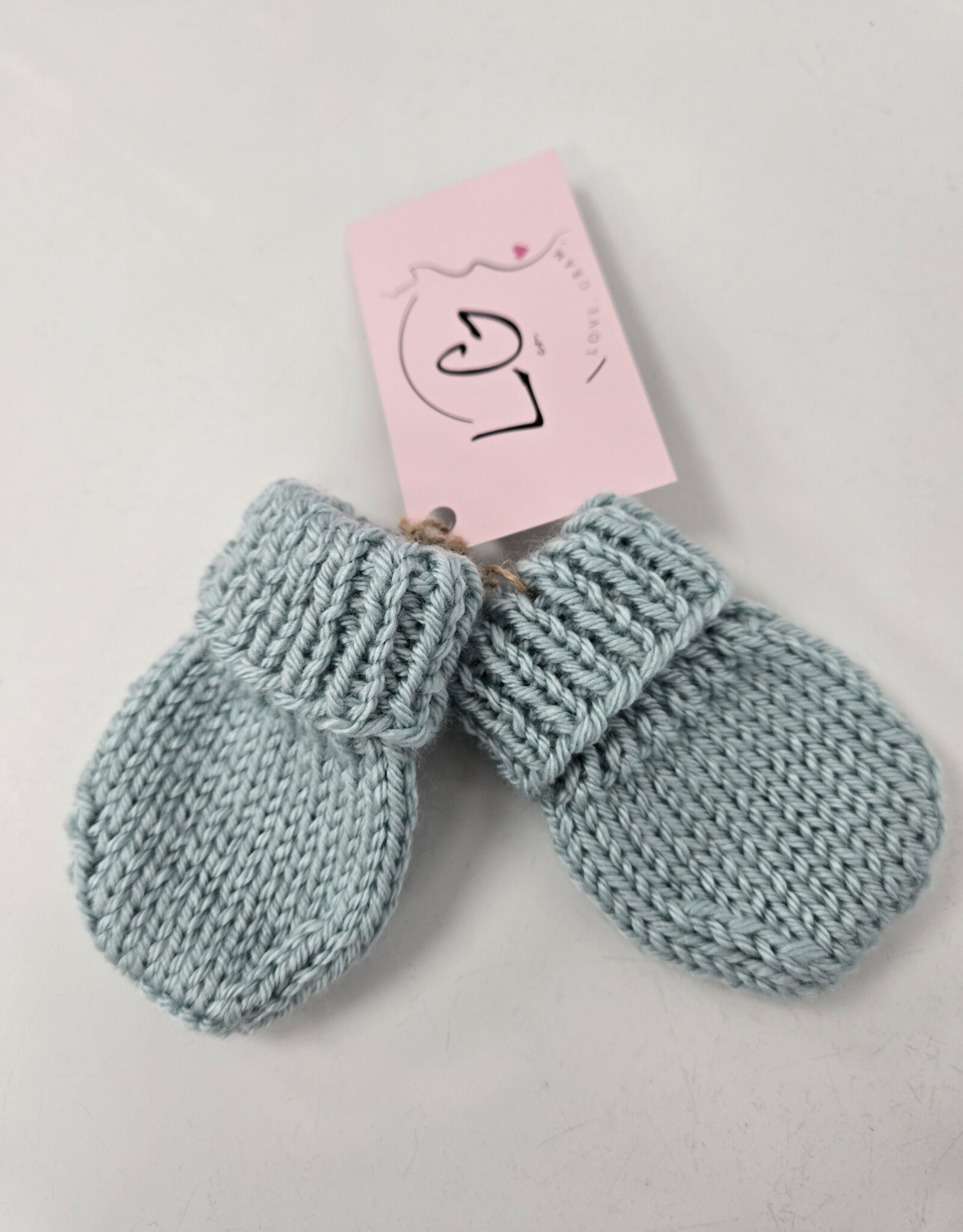 Knitted Mitts - Light Teal