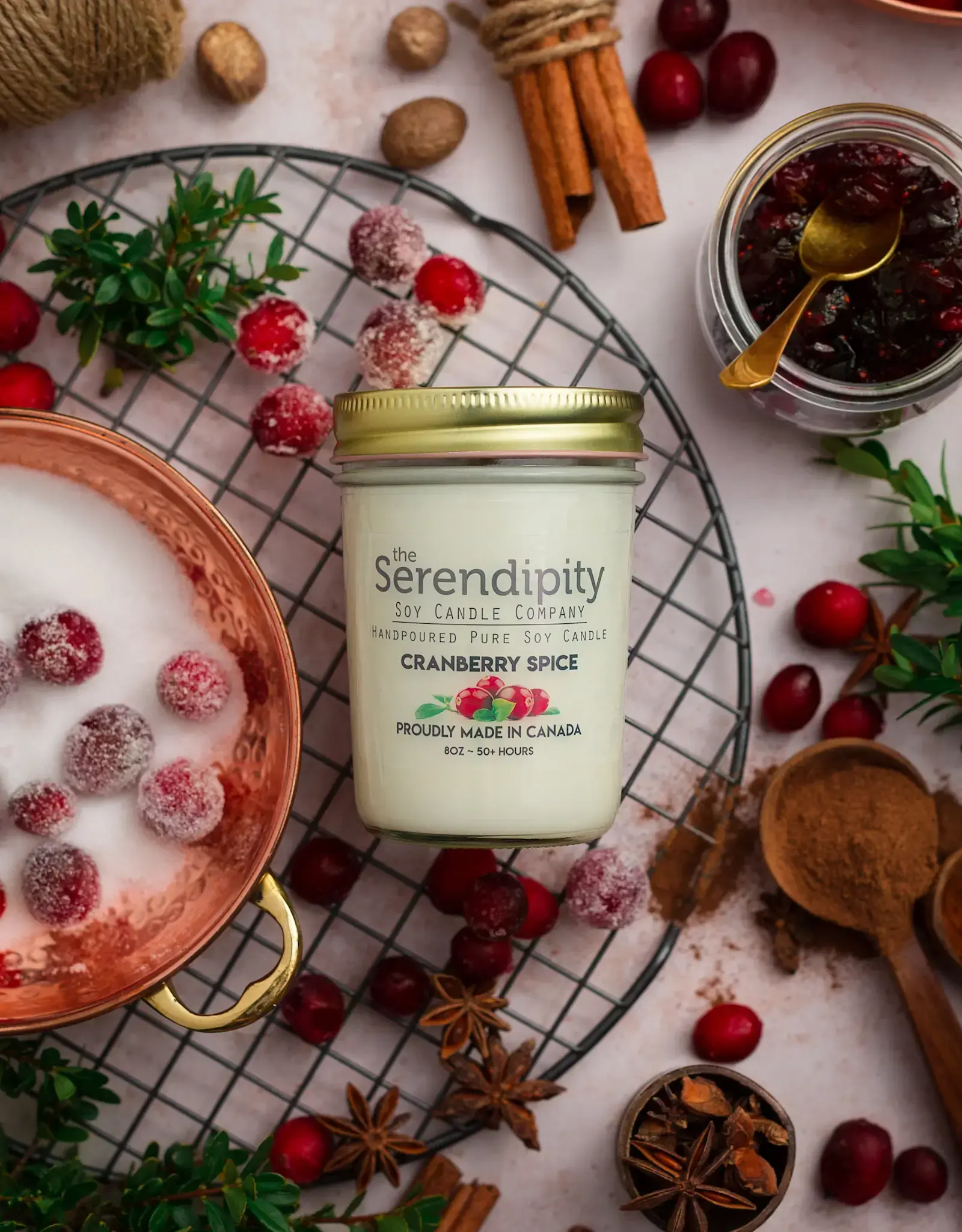 Serendipity Soy Candles 8oz Jar Candle - Cranberry Spice