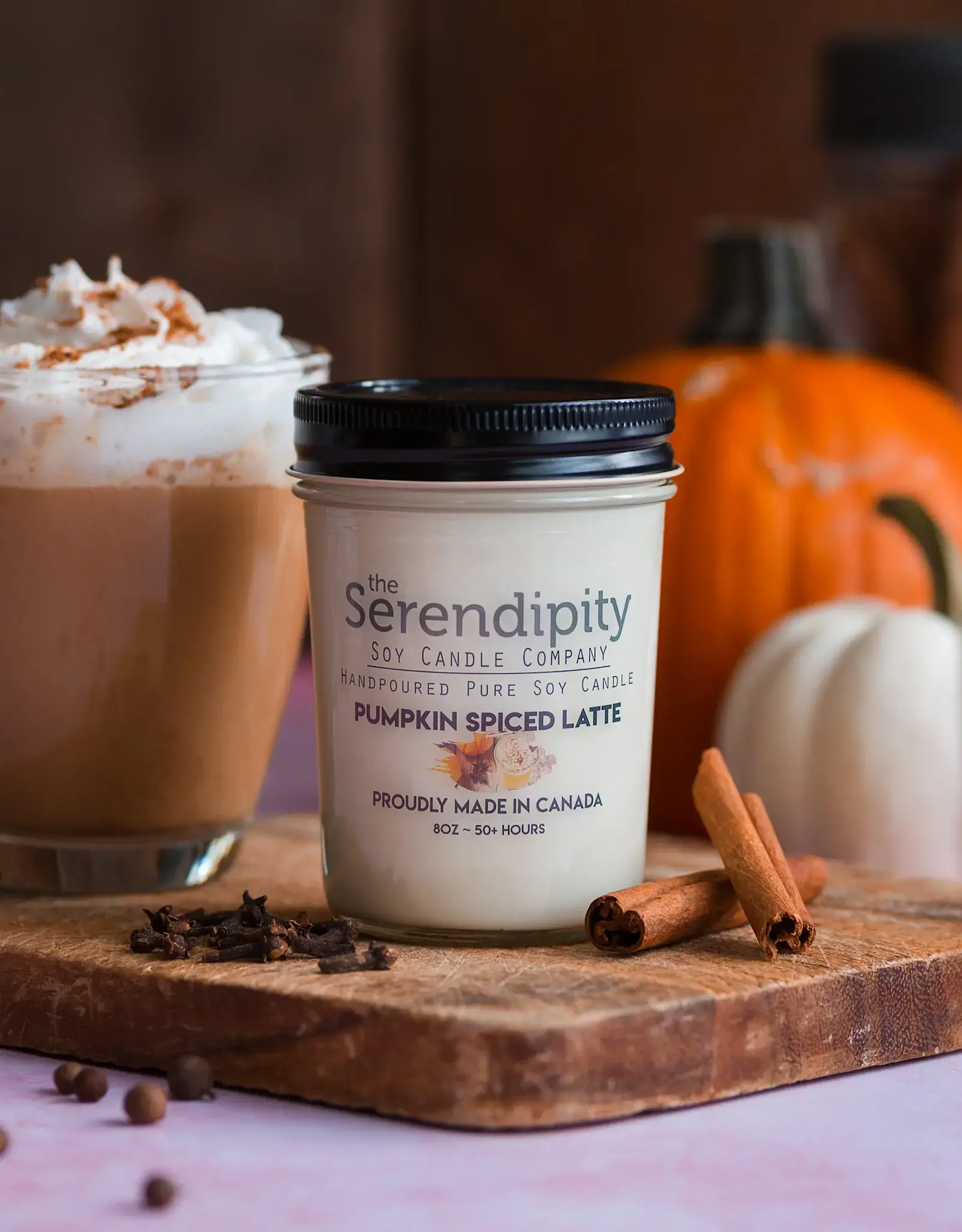Serendipity Soy Candles 8oz Jar Candle - Pumpkin Spiced Latte