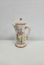 Vintage Bassano Ceramics 4.5" Floral Pitcher w/lid