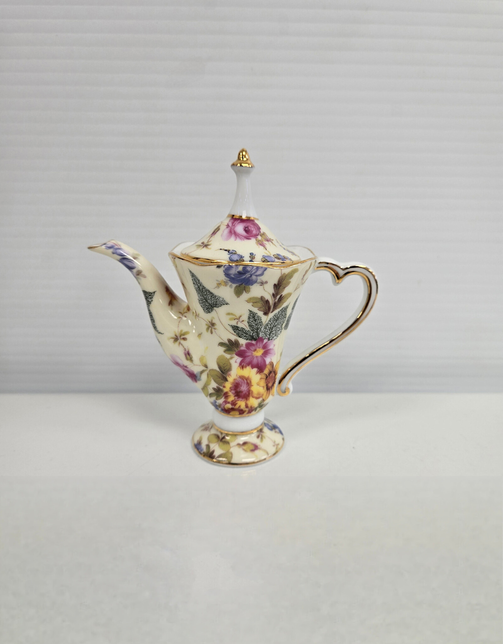 Vintage Limoges Miniature Floral Chintz Teapot - 4.75"