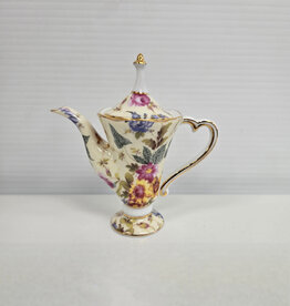 Vintage Limoges Miniature Floral Chintz Teapot - 4.75"