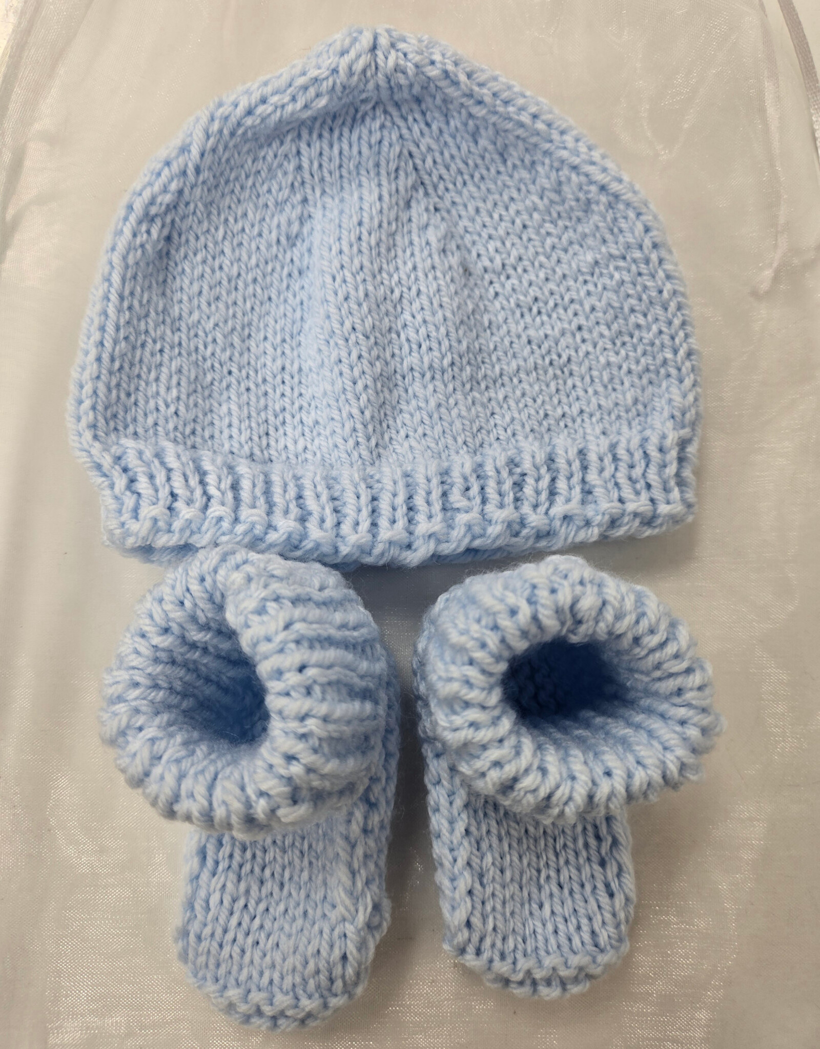 Knitted Bootie & Hat Set - Baby Blue