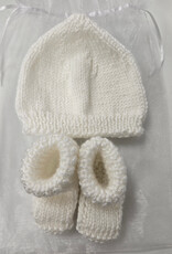 Knitted Bootie & Hat Set - White