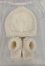 Knitted Bootie & Hat Set - Cream