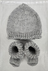Knitted Bootie & Hat Set - Grey