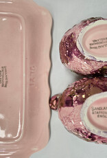 Pink Lustre Sandland Ware Cream & Sugar w/Tray -Staffordshire England