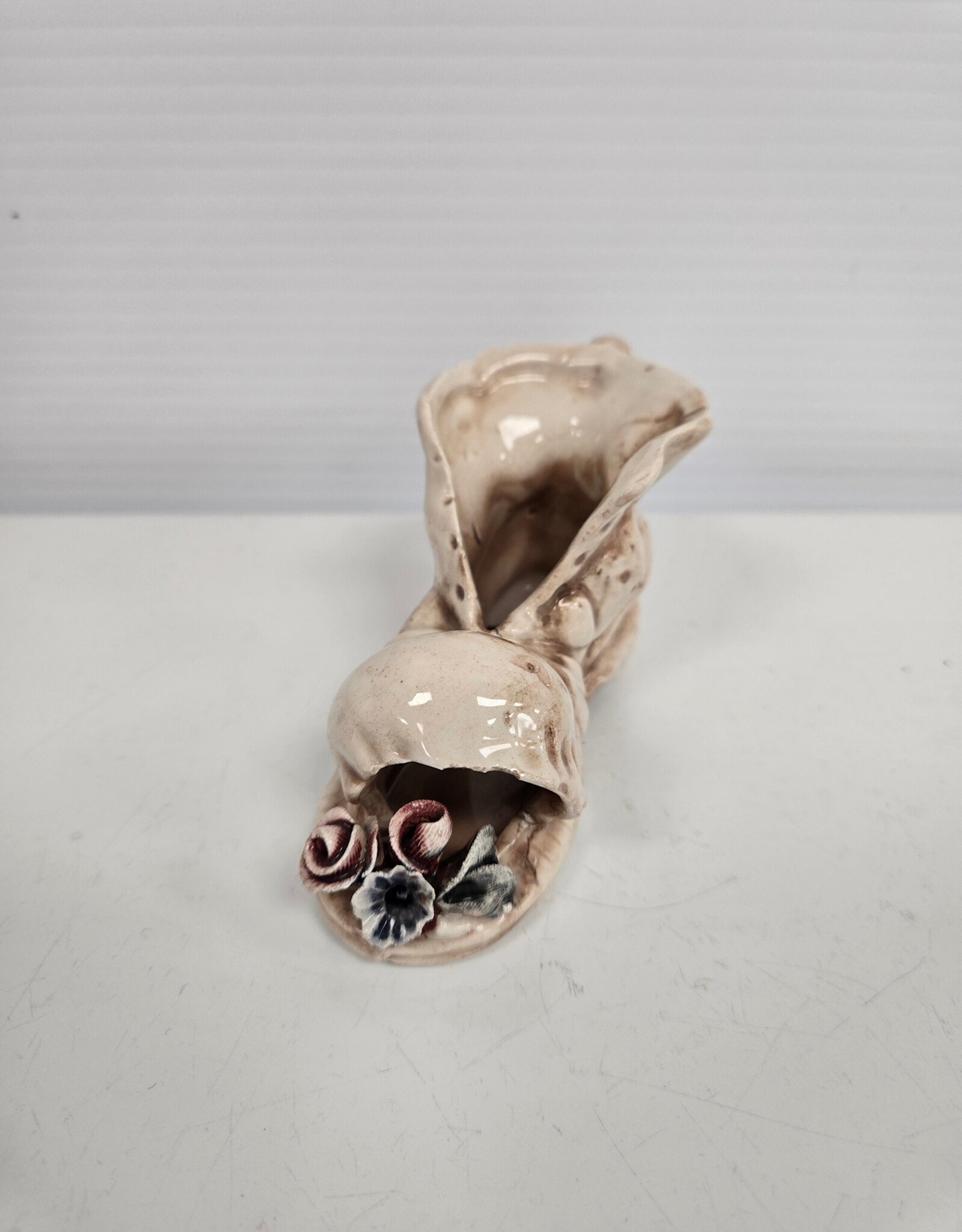 Vintage Capodimonte Pottery Porcelain Miniature Shoe / Boot