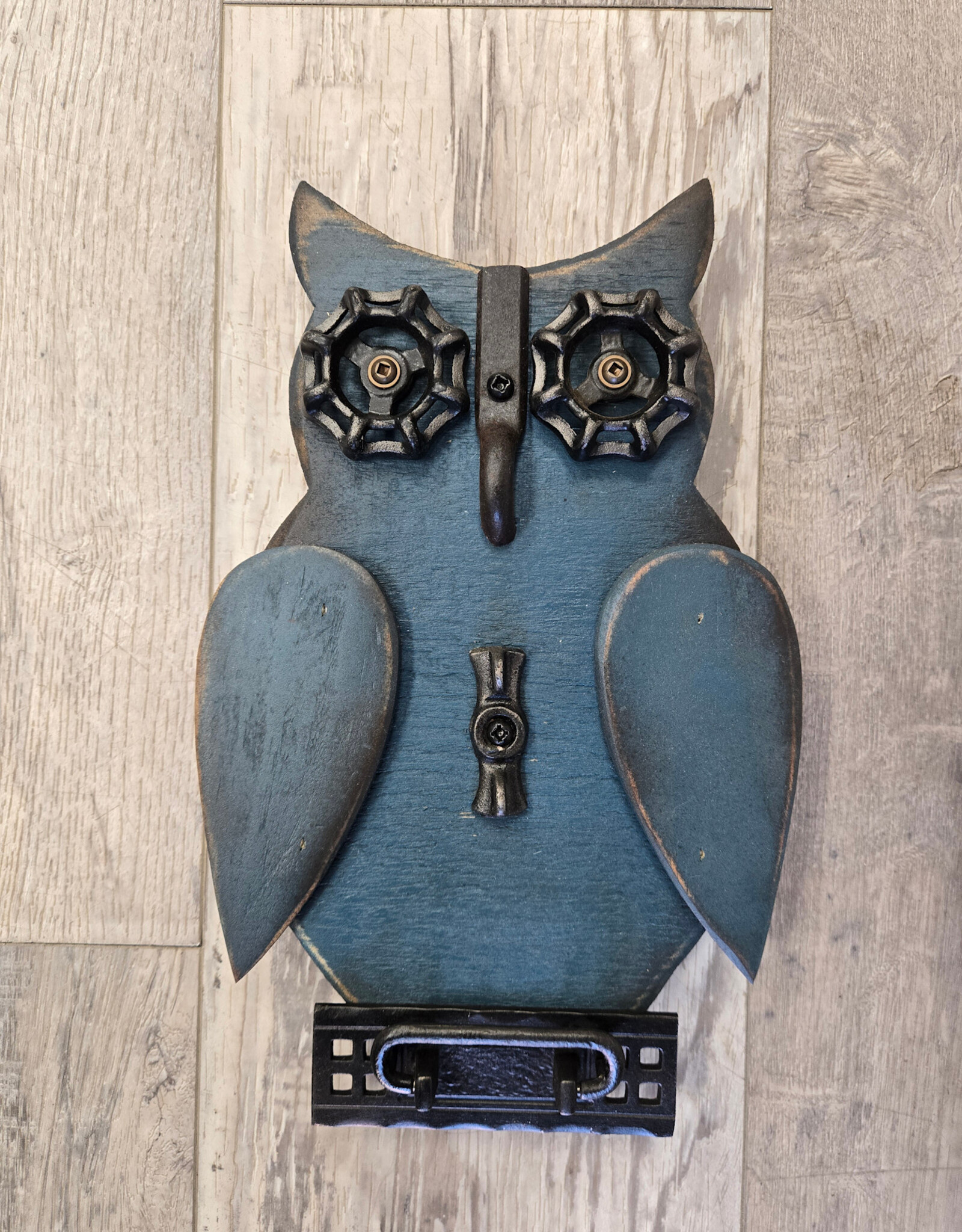 Wooden Wall Owl - teal