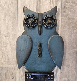 Wooden Wall Owl - teal
