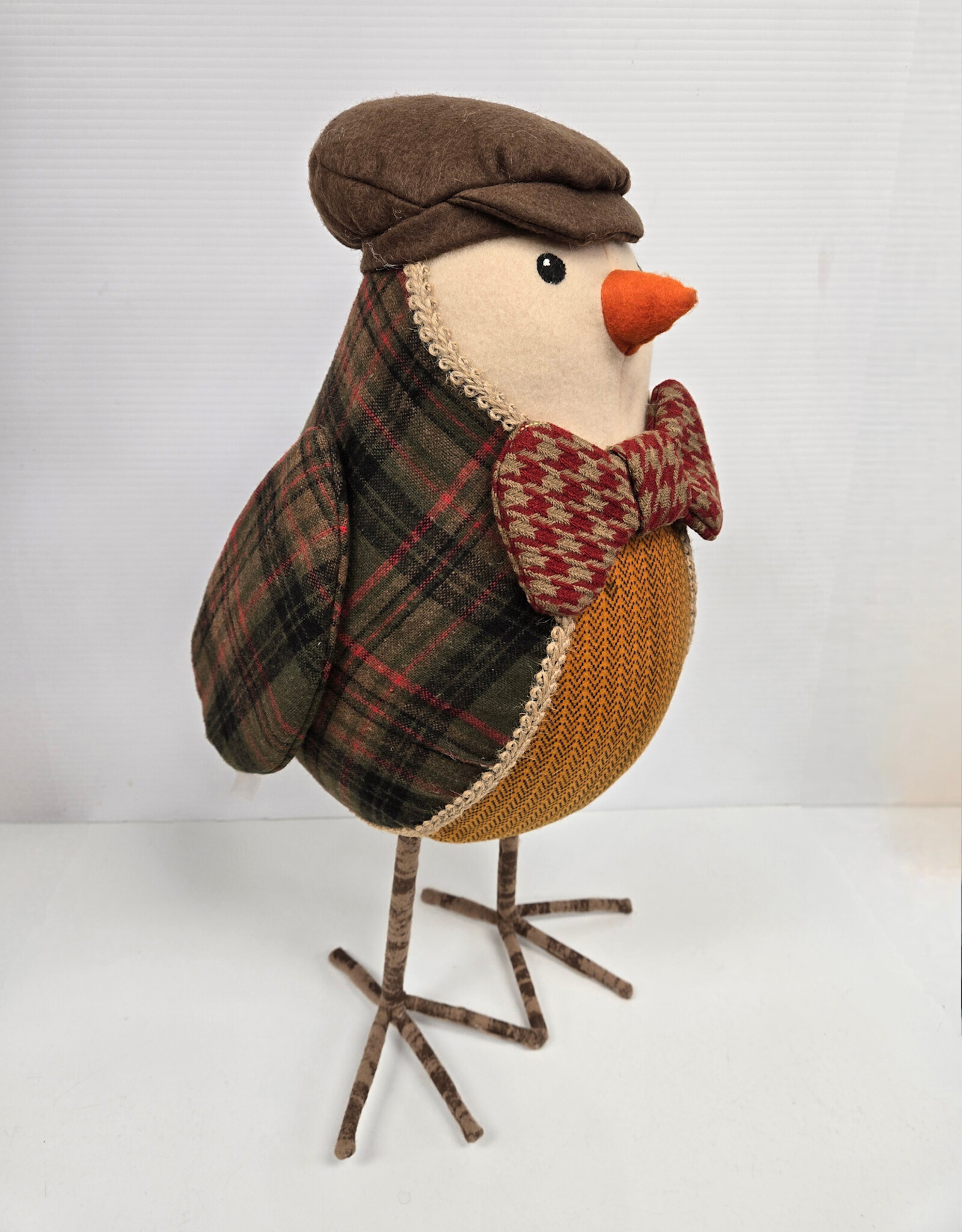 Large Fall Plaid Felt Bird - 19"