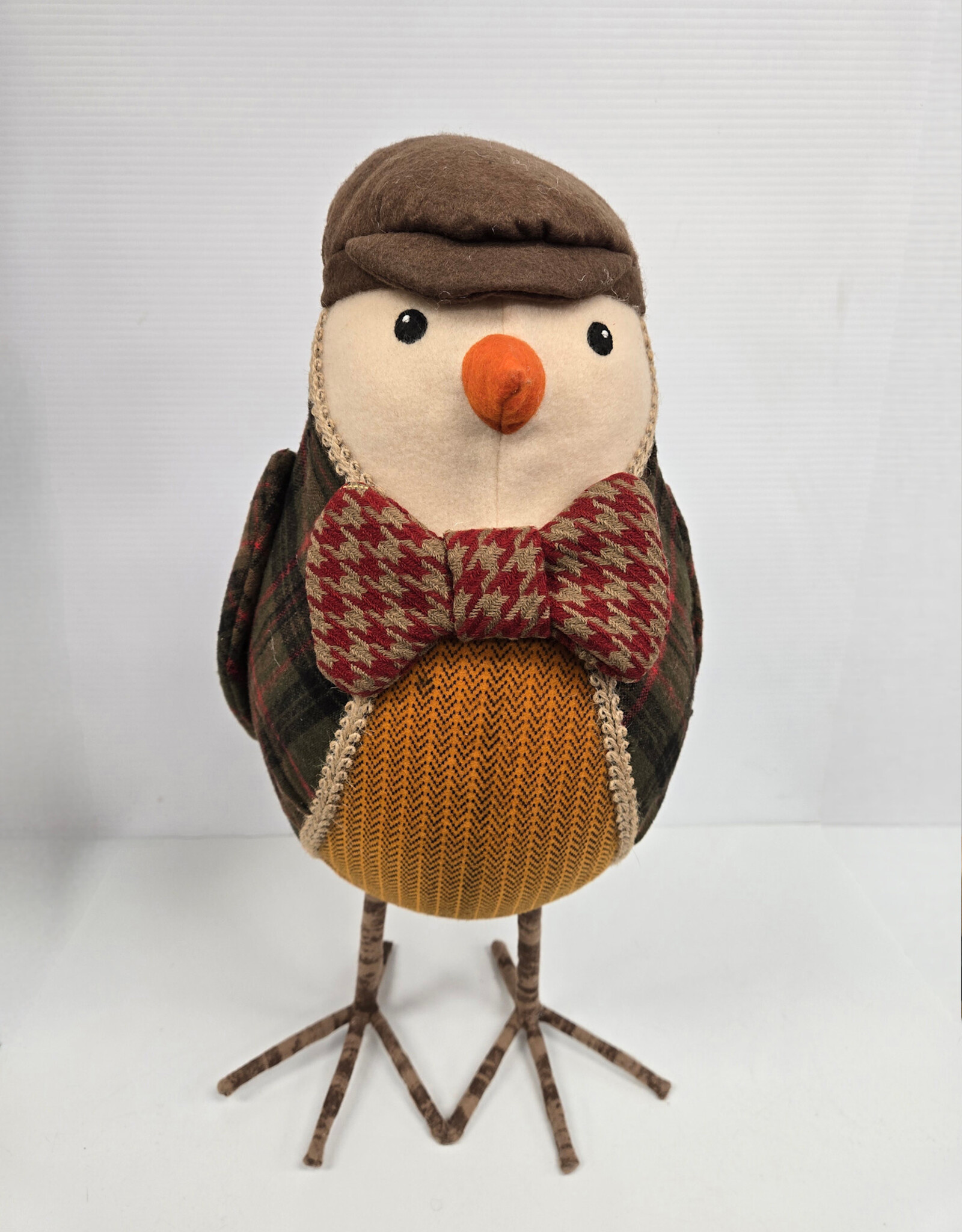 Large Fall Plaid Felt Bird - 19"