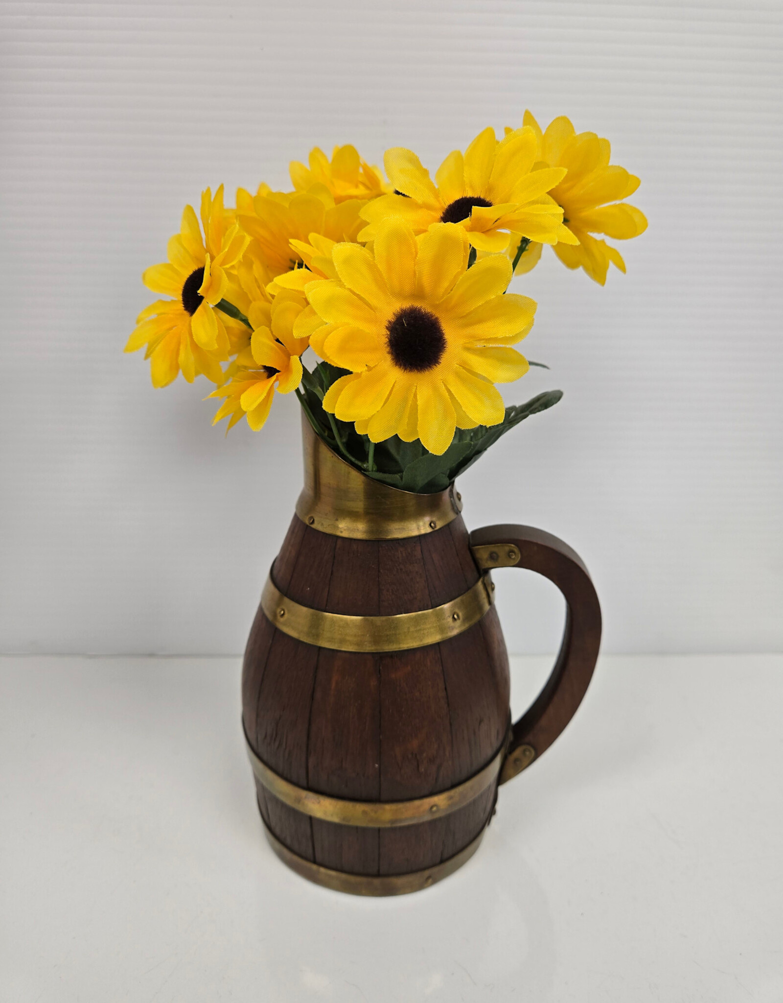 Vintage Wood & Brass Pitcher