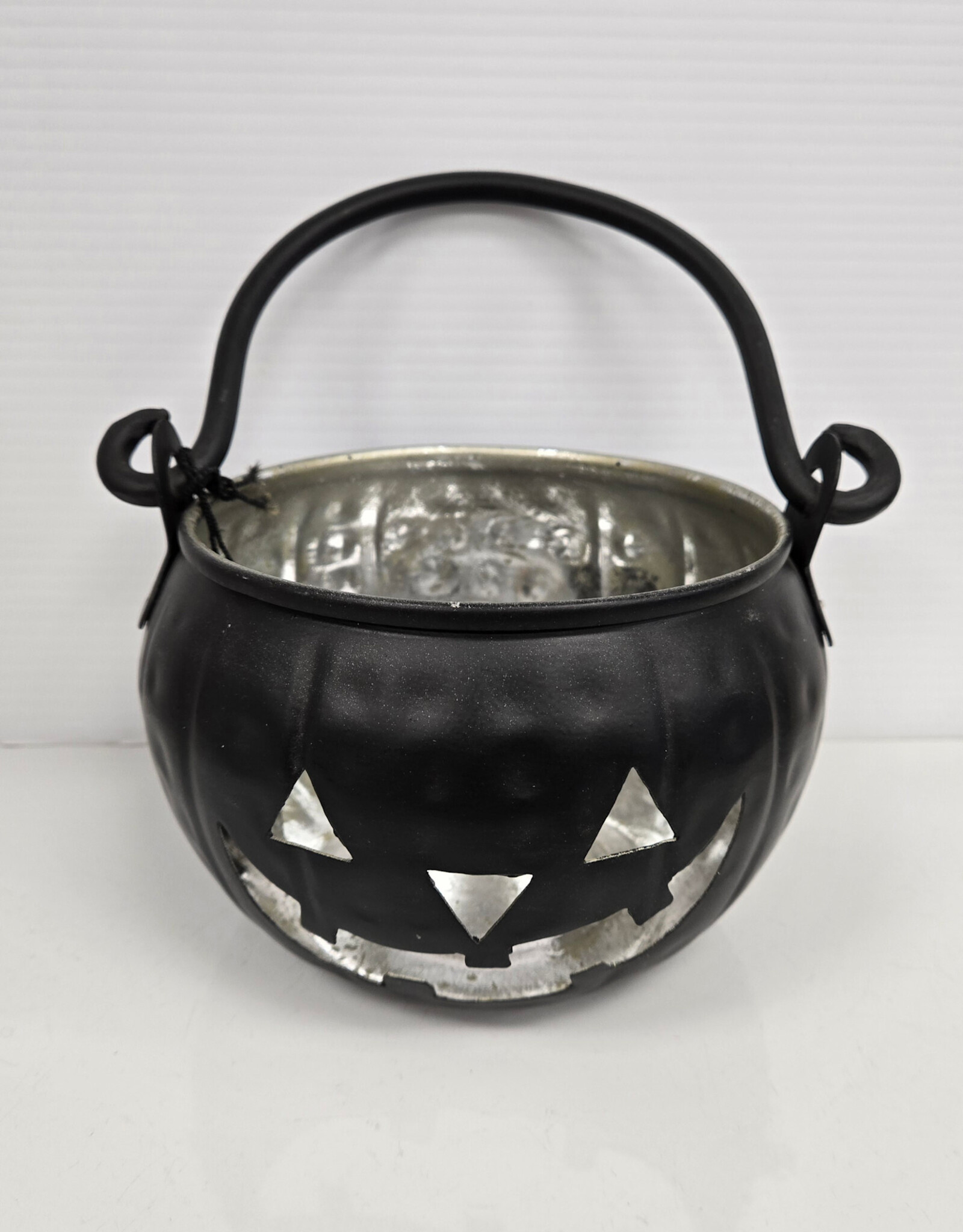 Black Jack-o-lantern Tealight Holder - iron handle