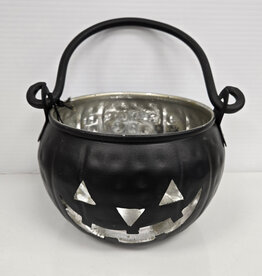 Black Jack-o-lantern Tealight Holder - iron handle