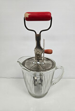 Vintage A&J Mixer w/Splash Lid & Ribbed Glass Pitcher