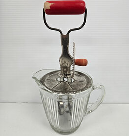 Vintage A&J Mixer w/Splash Lid & Ribbed Glass Pitcher