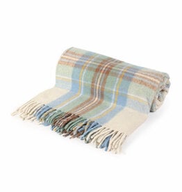 British & Irish Imports Highland Wool Blanket Stewart Blue Muted 76 x 30
