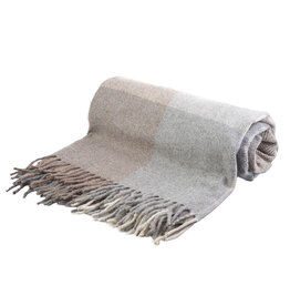 British & Irish Imports Herringbone Check Wool Knee Blanket Natural
