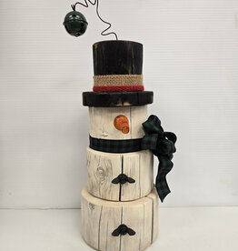 Wooden Stacked Post Snowman