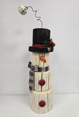 Wooden Stacked Post Snowman