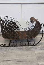 Vintage Winter Sleigh - iron & wicker