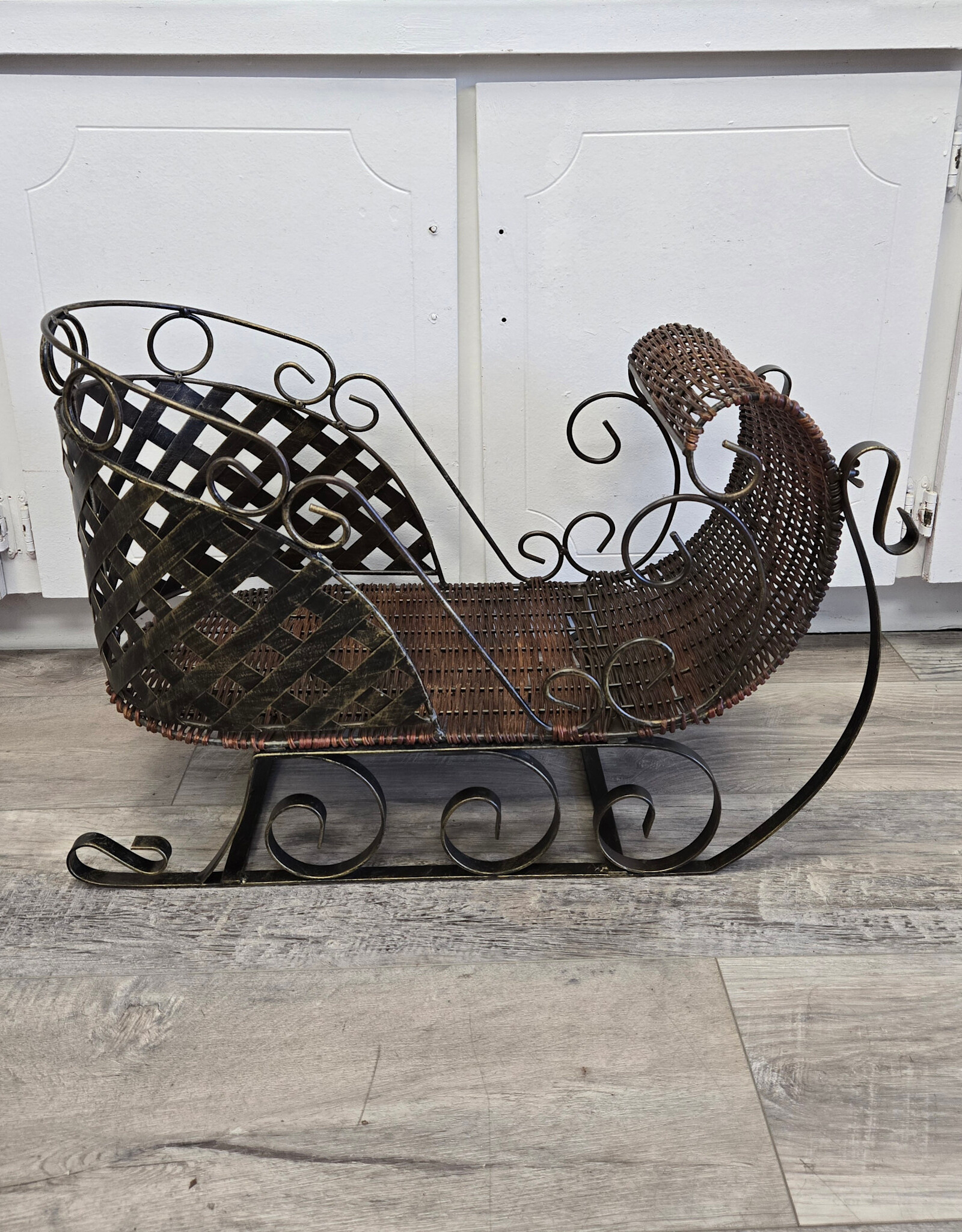 Vintage Winter Sleigh - iron & wicker