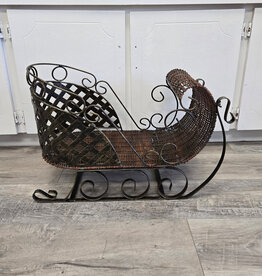 Vintage Winter Sleigh - iron & wicker