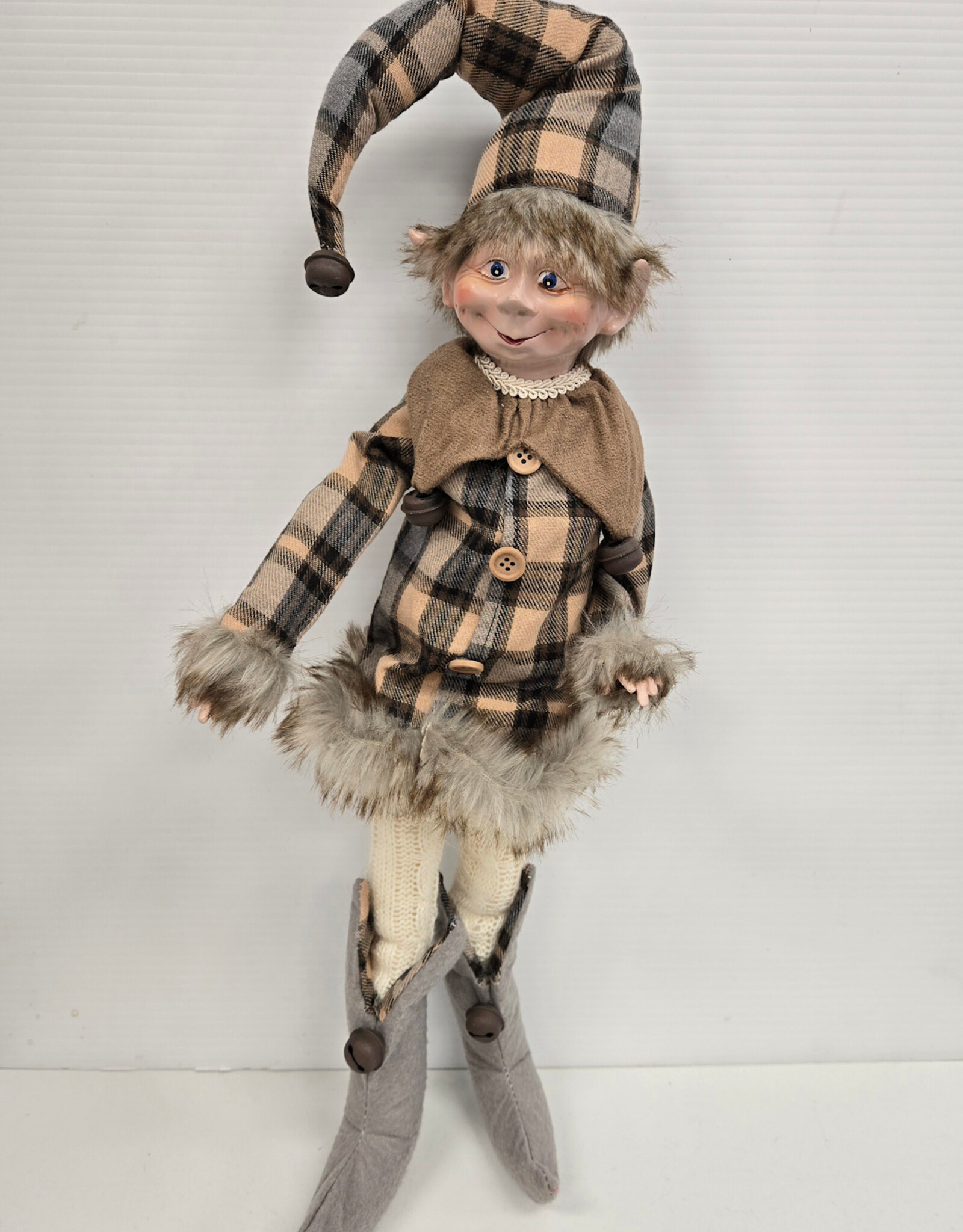 20" Christmas Elf Poseable Shelf Sitter - light brown