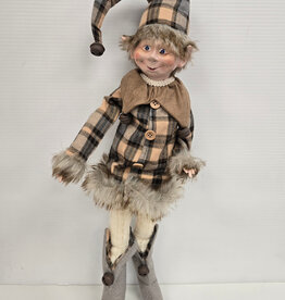 20" Christmas Elf Poseable Shelf Sitter - light brown