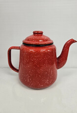 Red Speckled Enamelware Teapot