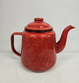 Red Speckled Enamelware Teapot