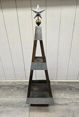 31" Wood & Galvanized Metal Holiday Tree Tabletop Decor