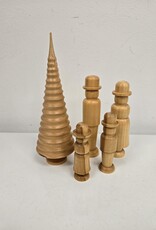 Handmade Wooden Turned Family of 4 w/Tree