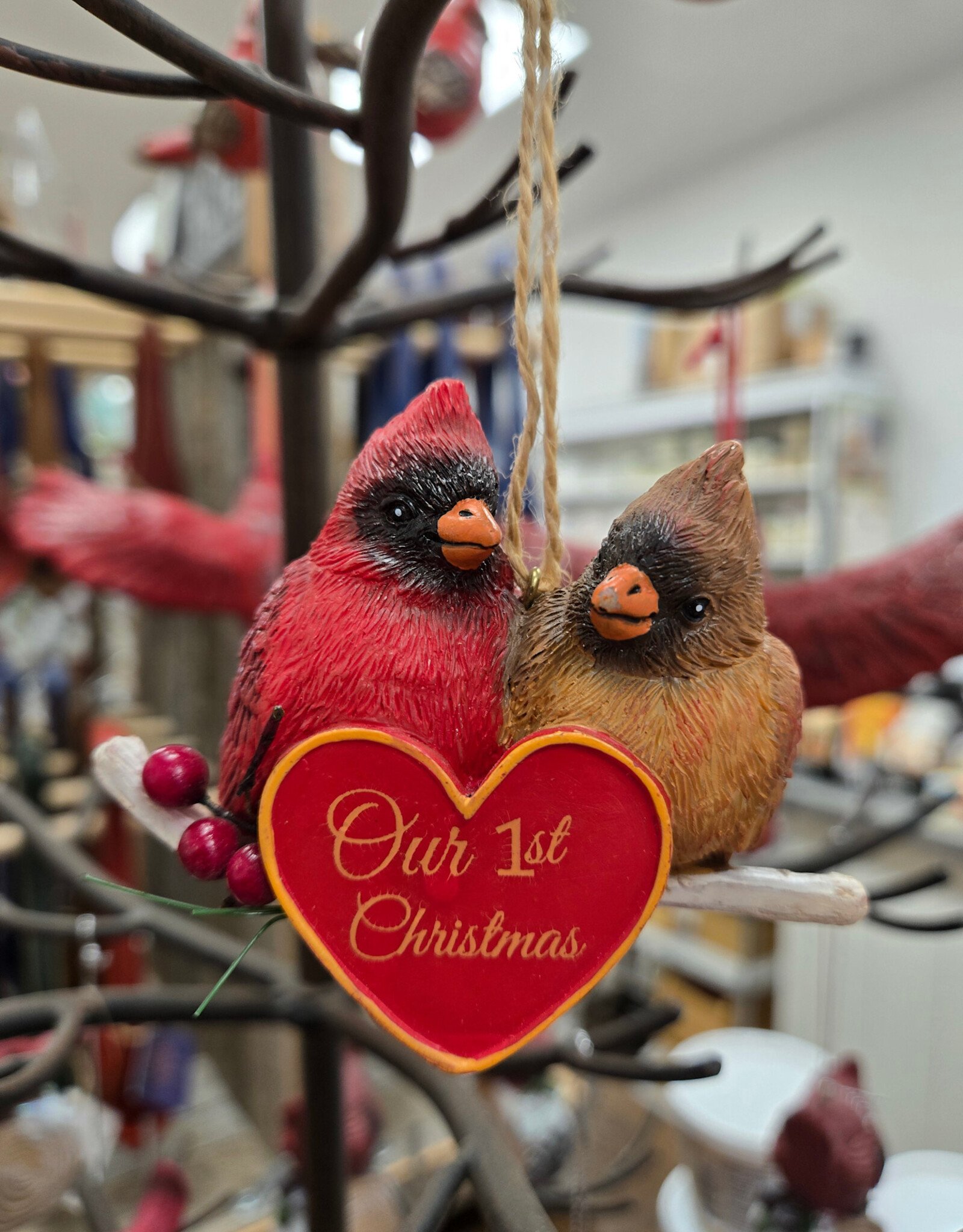 Resin Cardinal Ornament - Our 1st Christmas
