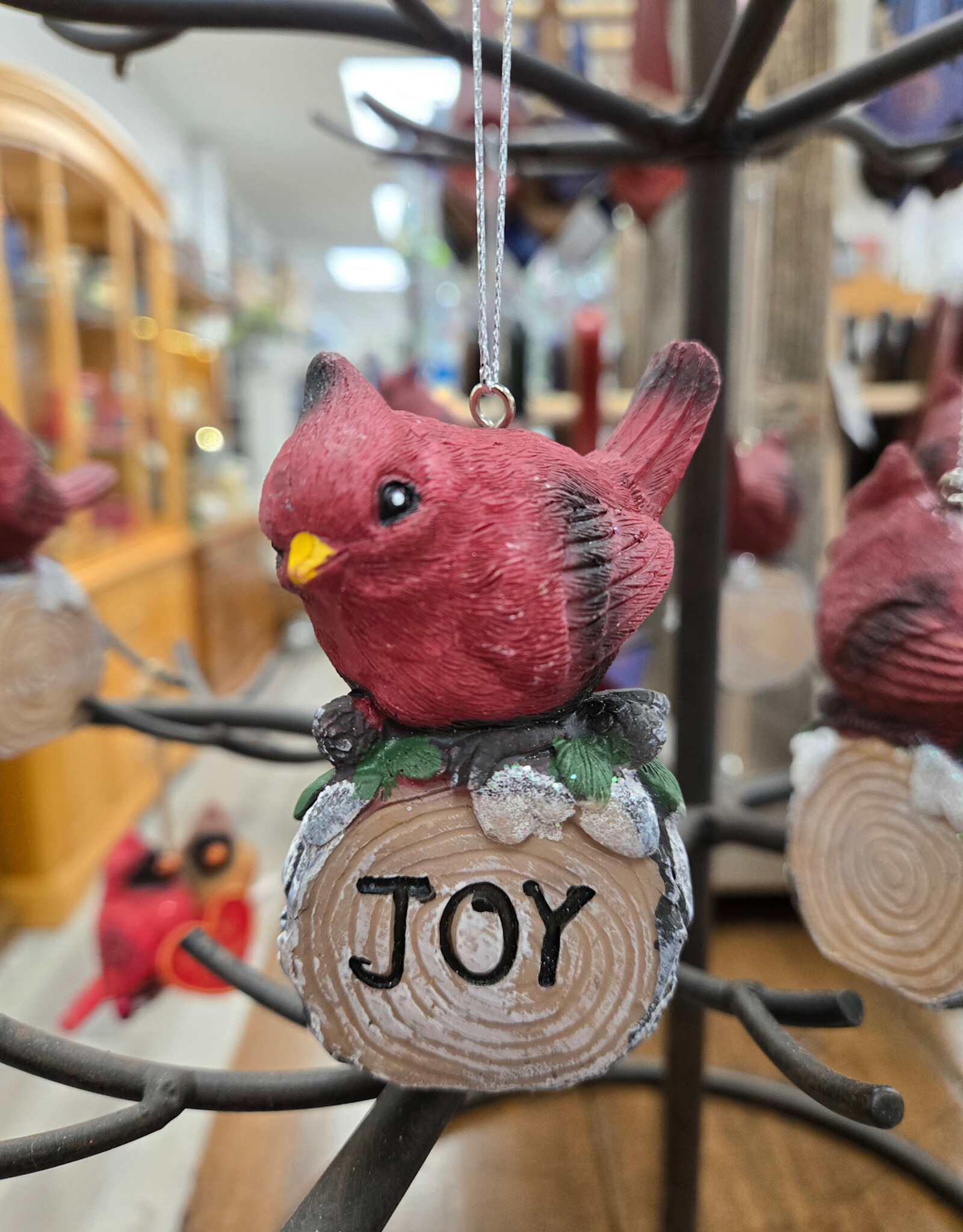 Resin Cardinal Ornament - Joy