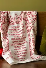 For to Us a Child Is Born Christmas Hymn Tea Towel