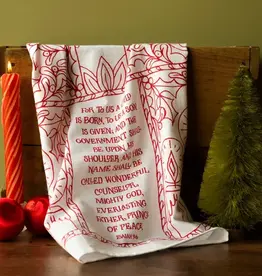 For to Us a Child Is Born Christmas Hymn Tea Towel