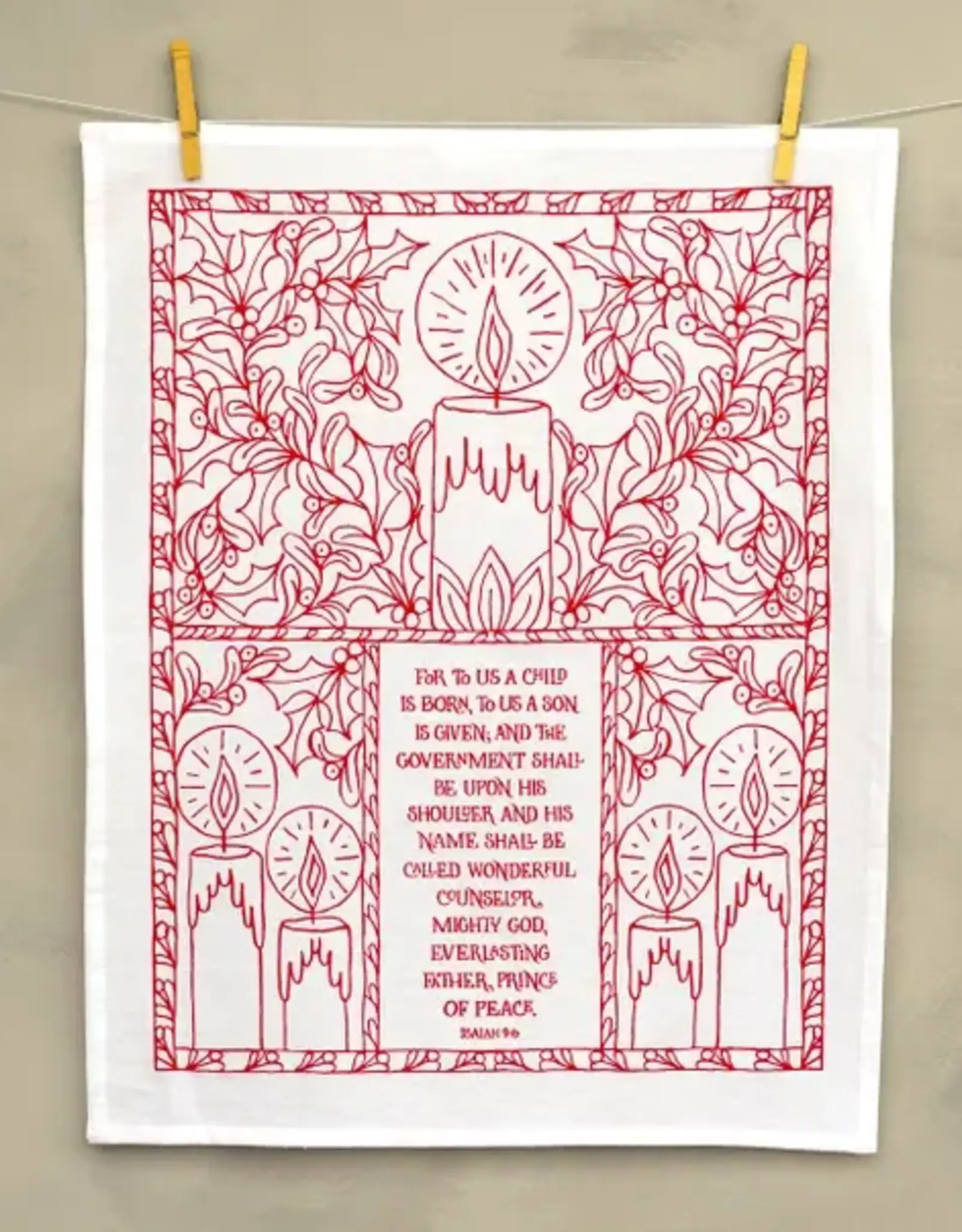 For to Us a Child Is Born Christmas Hymn Tea Towel