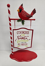 Cardinal on Pole Cookies For Santa Sign