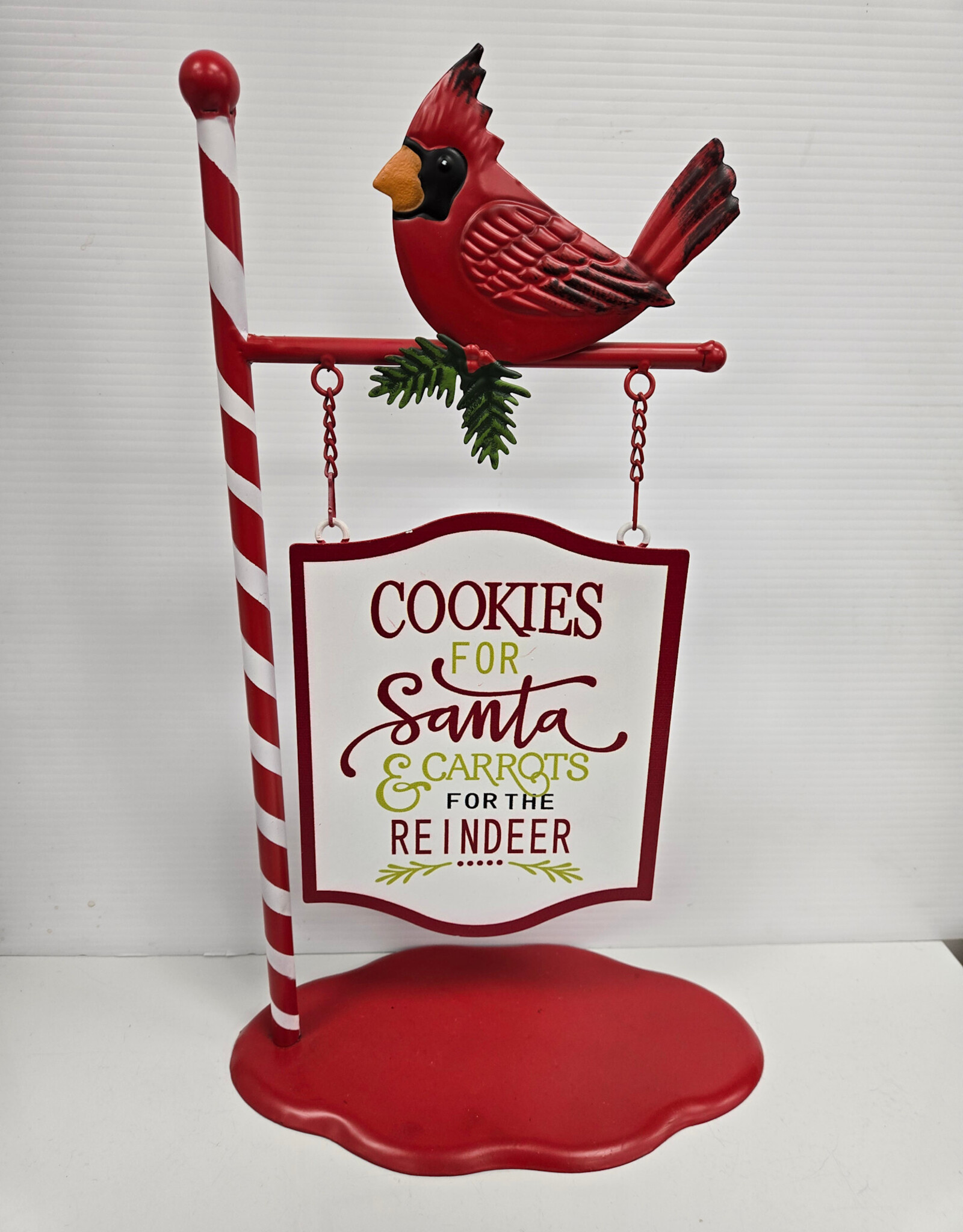 Cardinal on Pole Cookies For Santa Sign