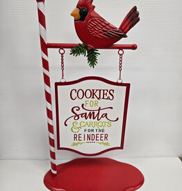 Cardinal on Pole Cookies For Santa Sign