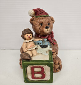 Vintage Christmas Teddy Bear Music Box